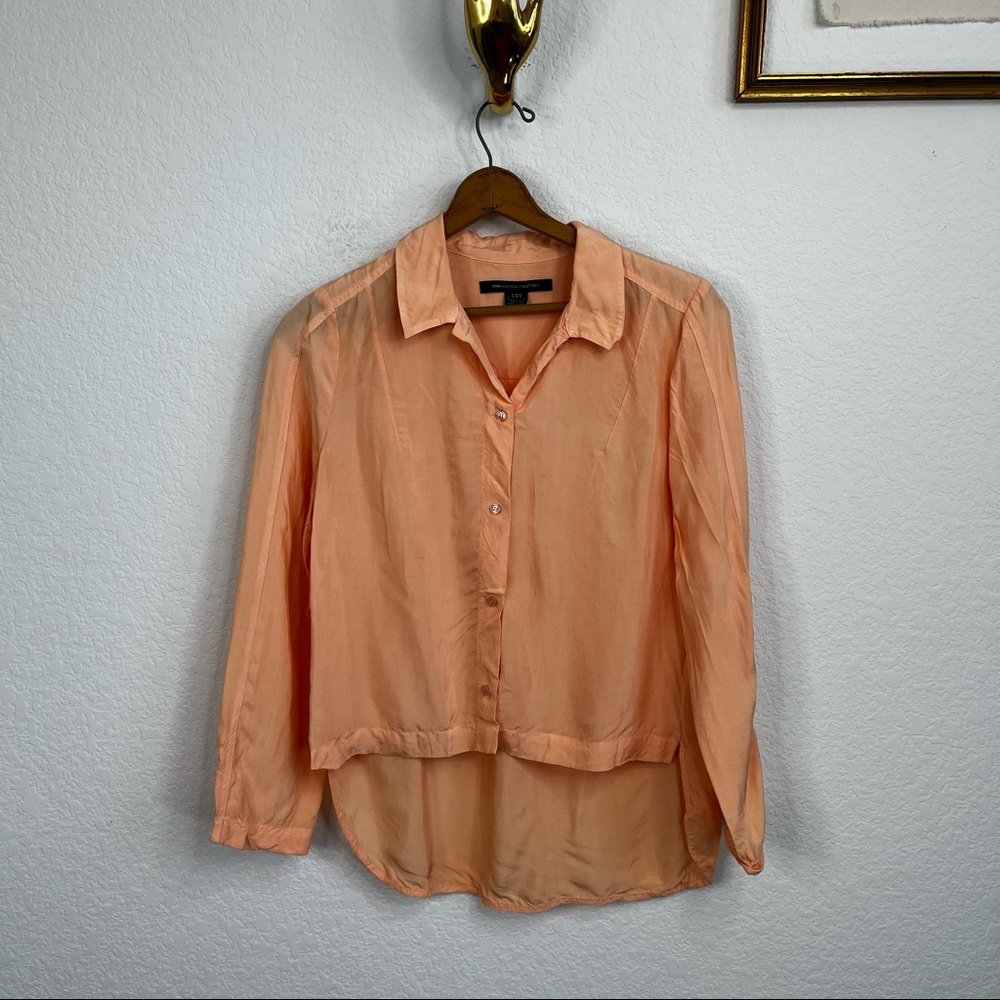 FCUK French Connection Peach Button Down Camper Blouse